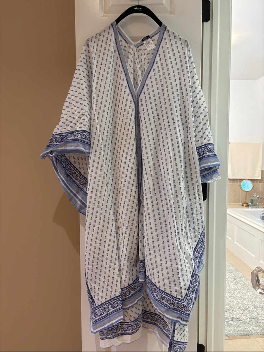 Like New | Polo by Ralph Lauren White and Blue Cotton Kaftan